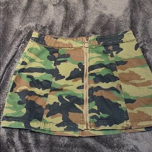 A Camouflage Jean Mini Skirt